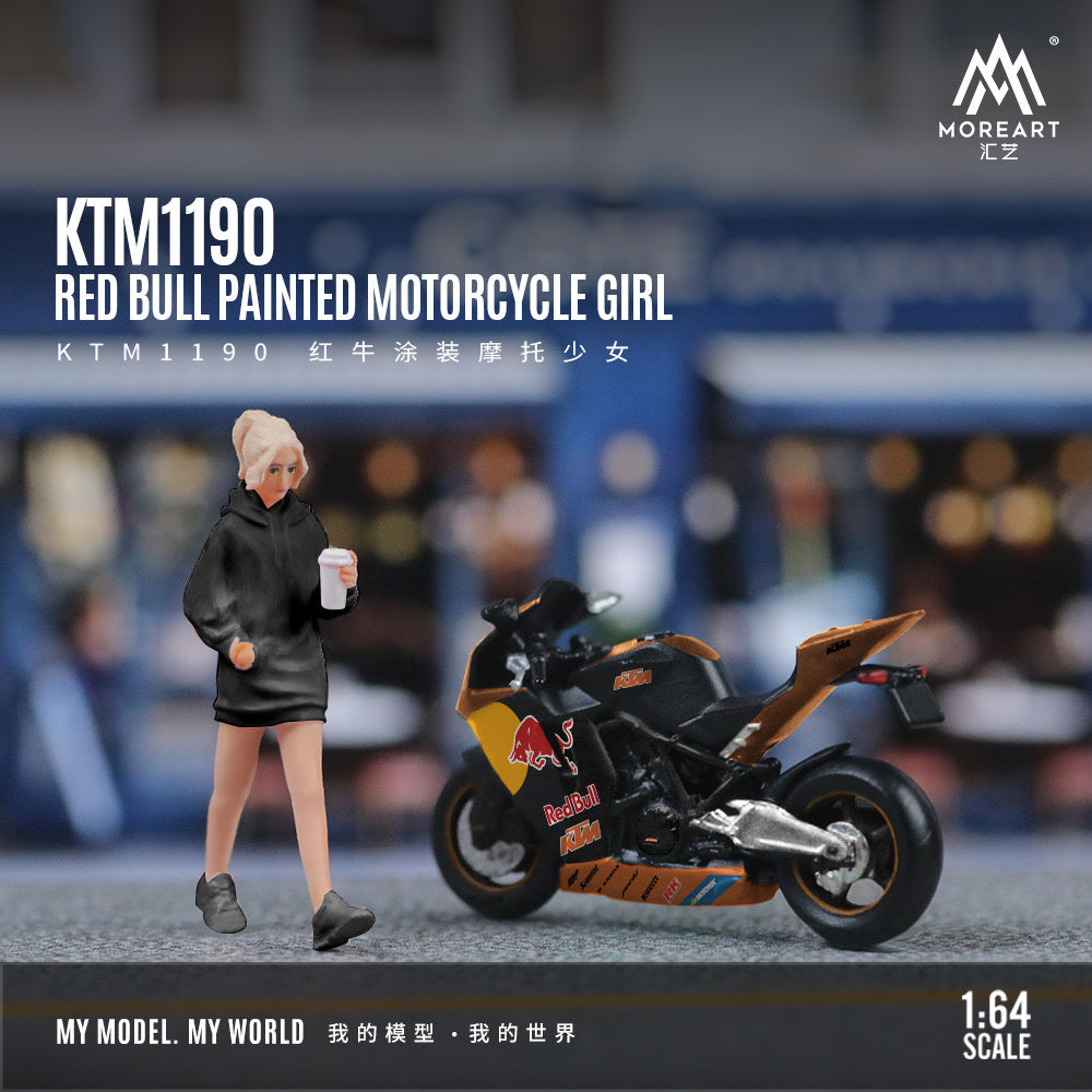 MoreArt 1:64 Red Bull Painted Motorcycle Girl MO222119