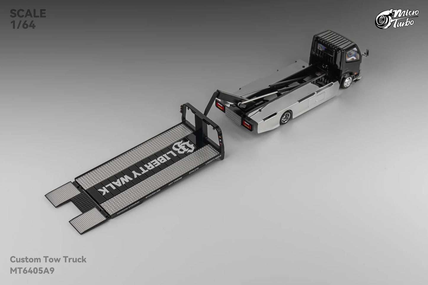 Microturbo 1:64 Custom Tow Truck - Black/Chrome