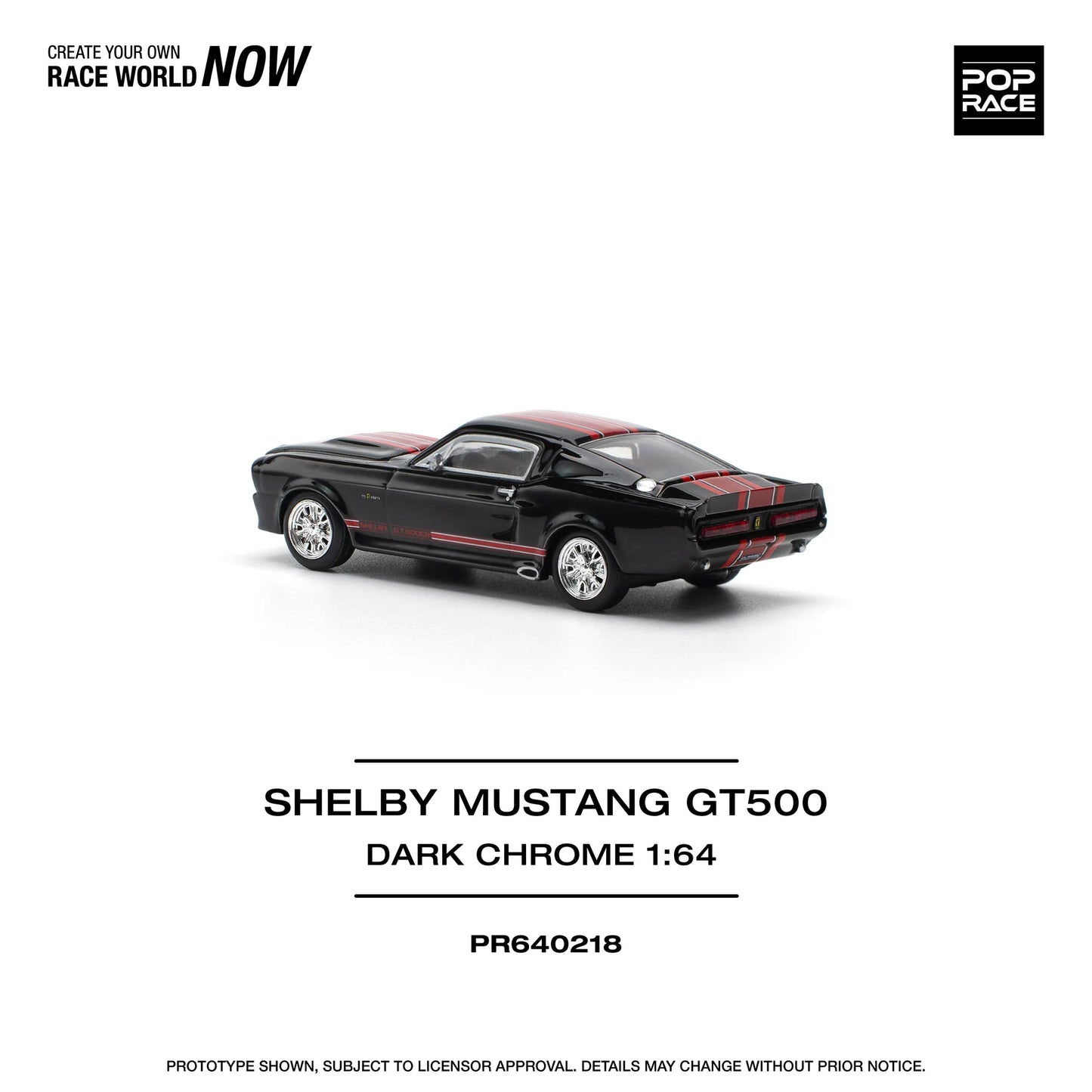 Pop Race 1:64 Shelby Mustang GT500 Dark Chrome (Preorder)