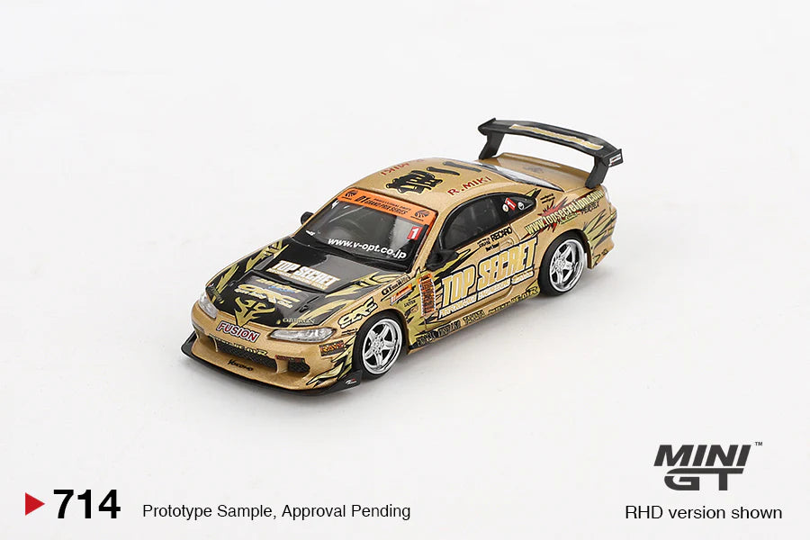 Mini GT 1:64 Nissan Silvia (S15) Top Secret D1GP - Gold MGT00714-BL