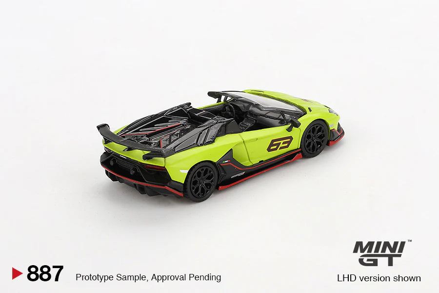 Mini GT 1:64 Lamborghini Aventador SVJ 63 Roadster – Verde Shock MGT00887-BL