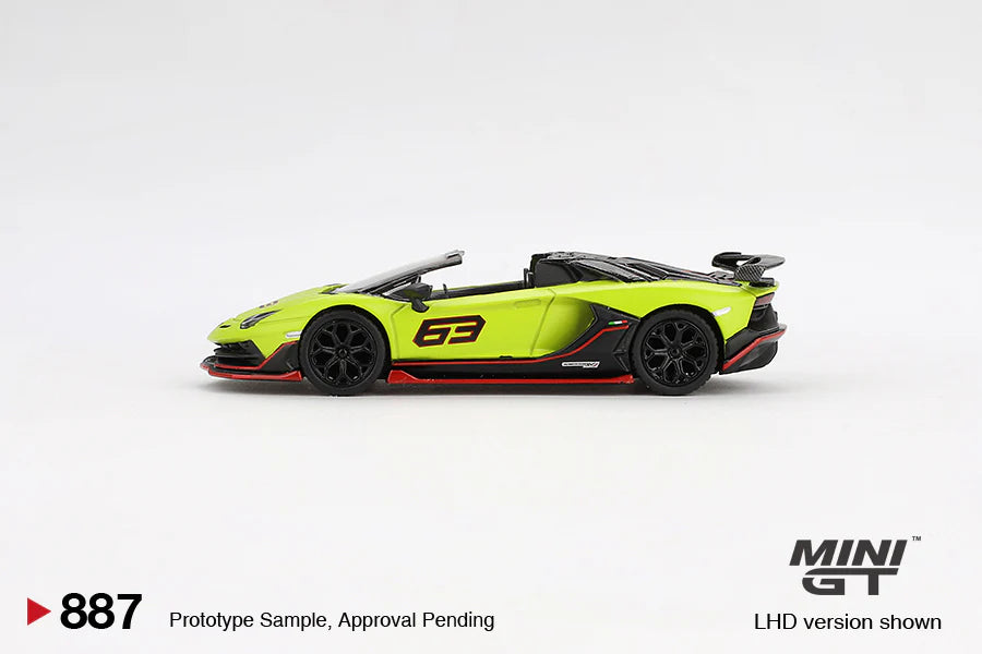 Mini GT 1:64 Lamborghini Aventador SVJ 63 Roadster – Verde Shock MGT00887-BL