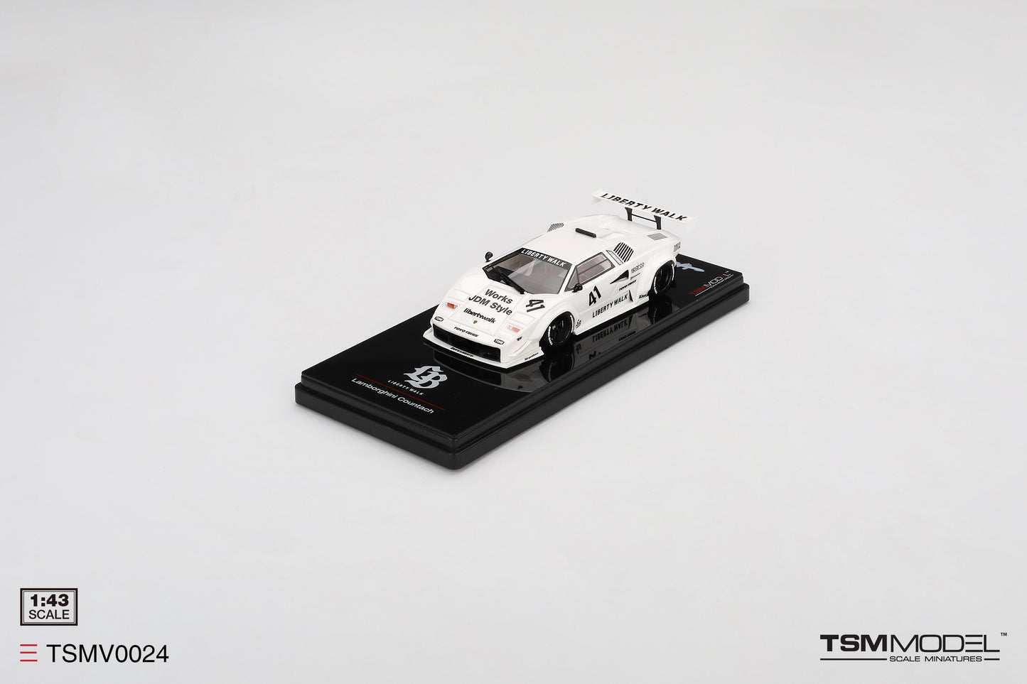 TSM 1:43 Lamborghini Countach LB-WORKS White 2024 Tokyo Auto Salon TSMV0024