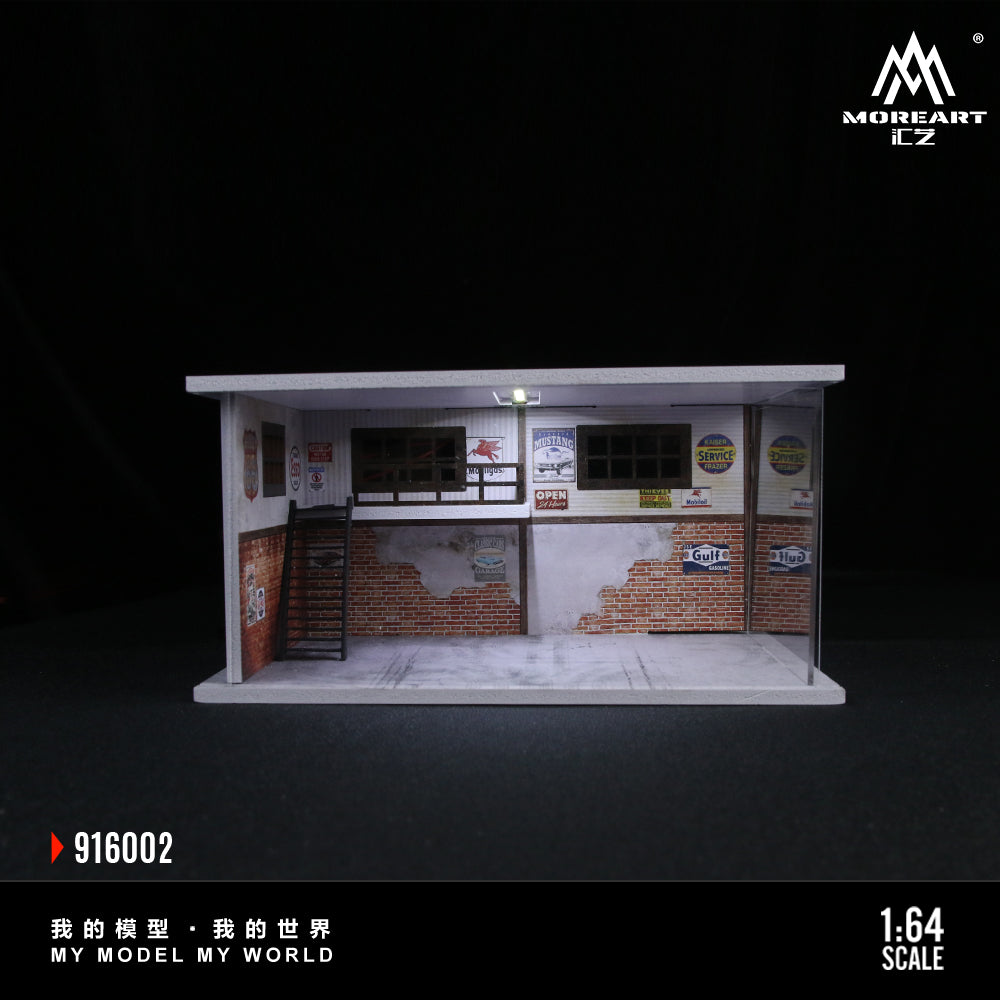 MoreArt 1:64 Auto Repair Shop Lighted Diorama Scene MO916002