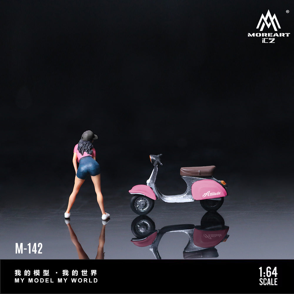 MoreArt 1:64 Pink Scooter Motorcycle Doll MO222142