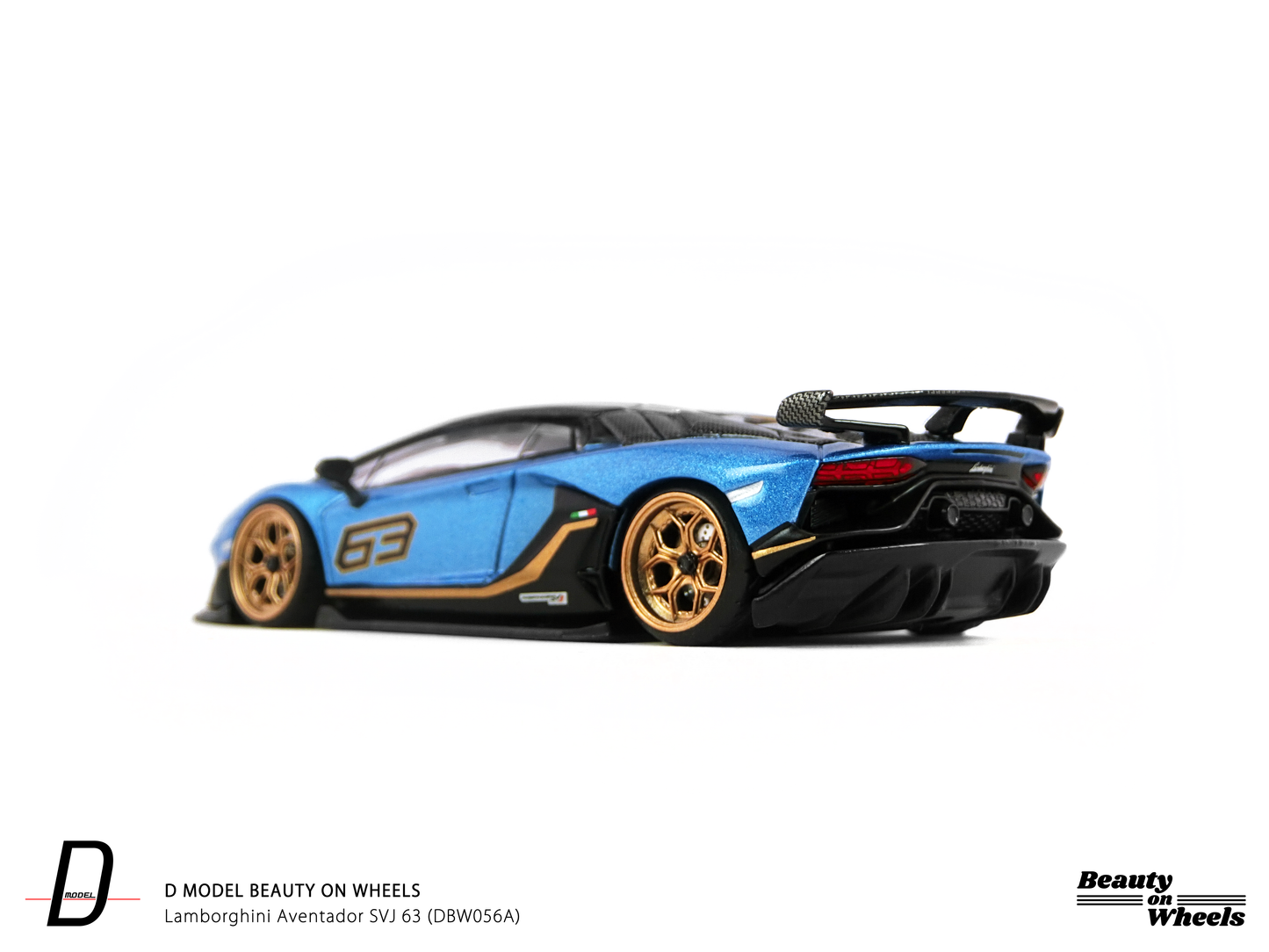 D MODEL BEAUTY ON WHEELS 1:64 Lamborghini Aventador SVJ 63 Blu Aegir DBW056A
