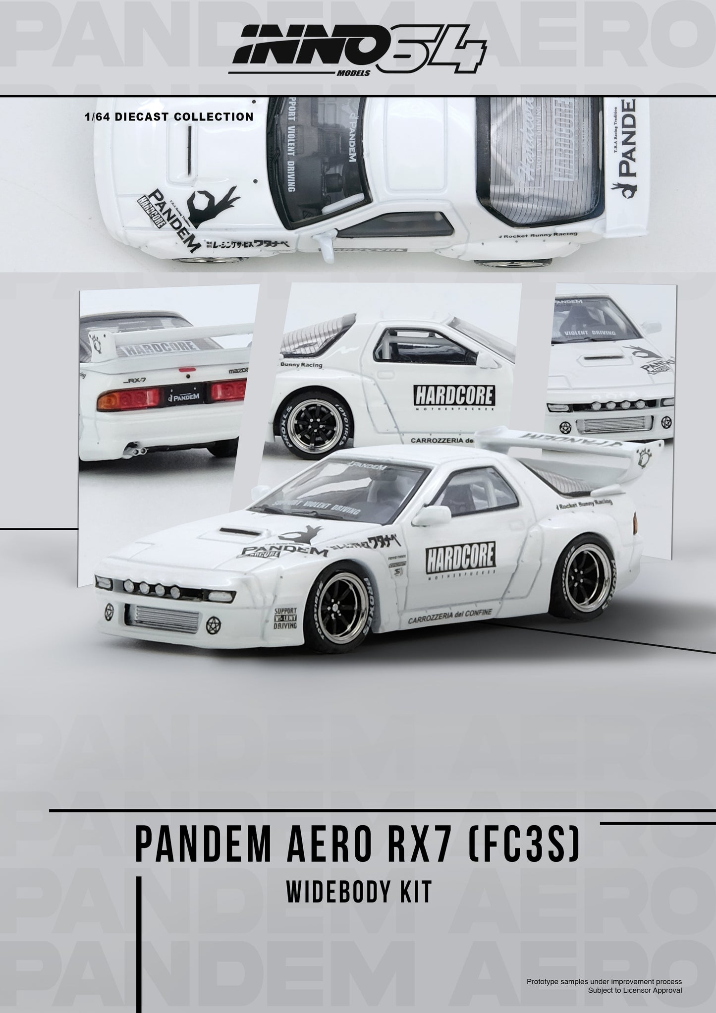 Inno64 1:64 MAZDA RX7 (FC3S) PANDEM AERO Widebody Kit IN64-RX7FCP-WHI1