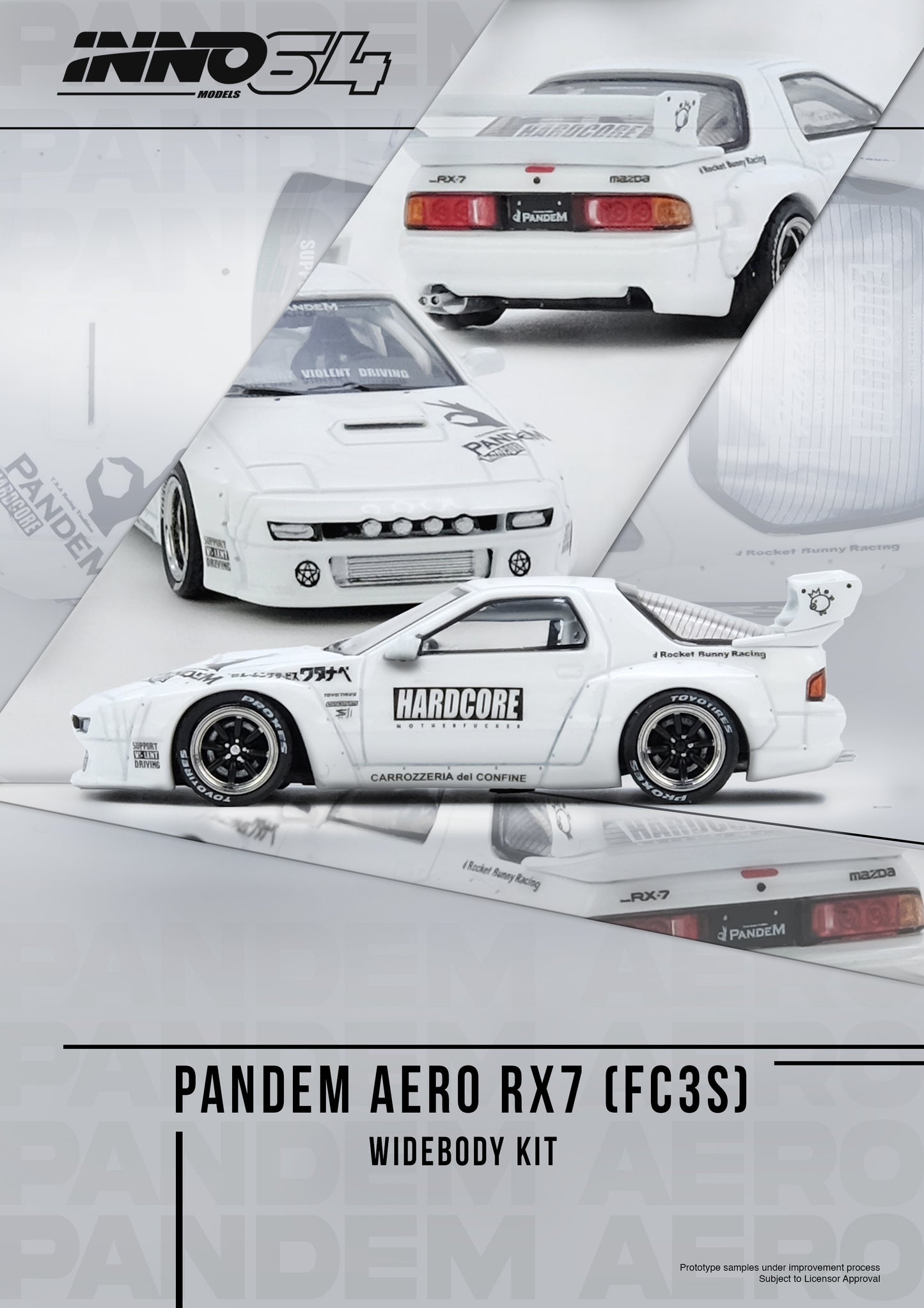 Inno64 1:64 MAZDA RX7 (FC3S) PANDEM AERO Widebody Kit IN64-RX7FCP-WHI1