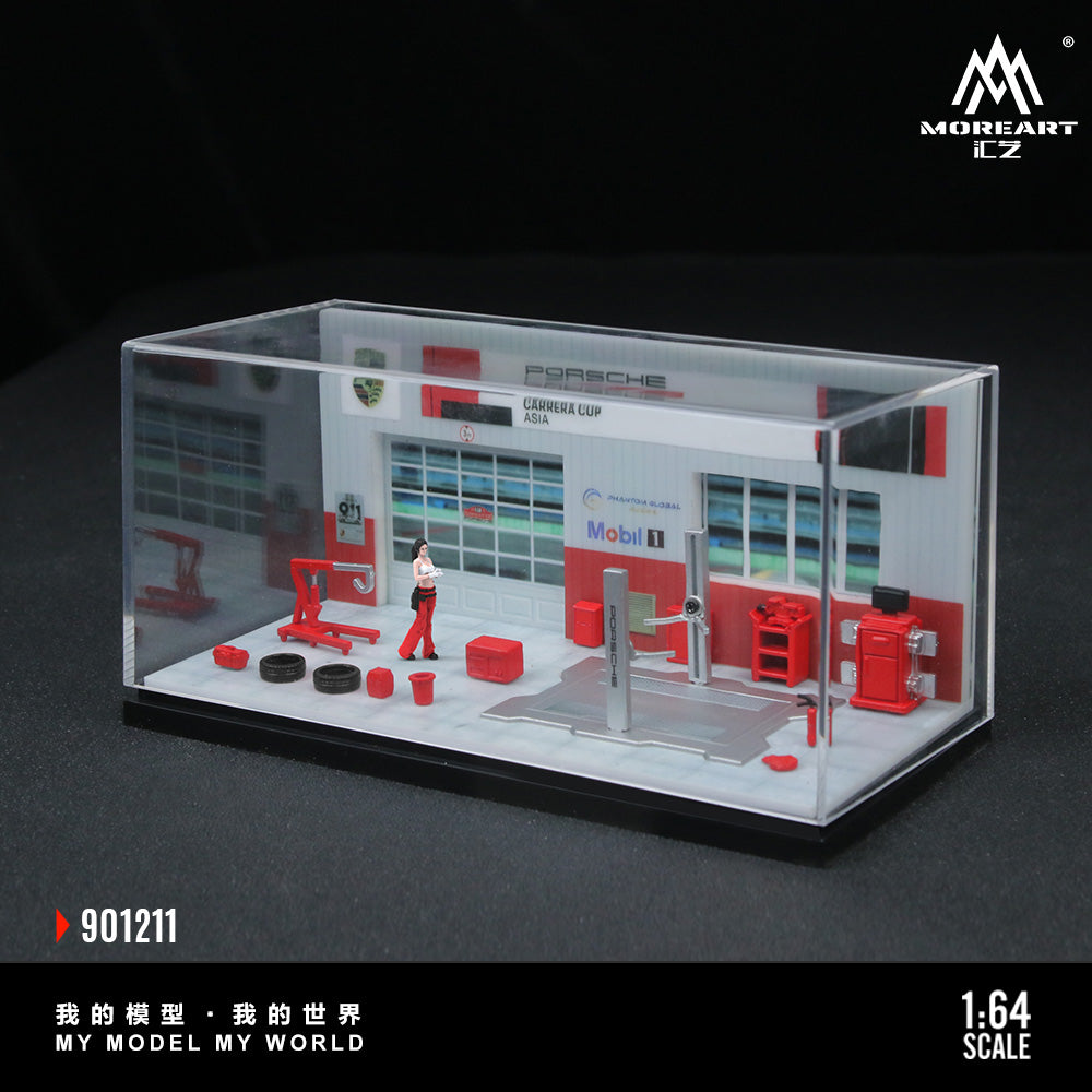 MoreArt 1:64 Porsche Repair Shop Diorama MO901211 (Preorder)