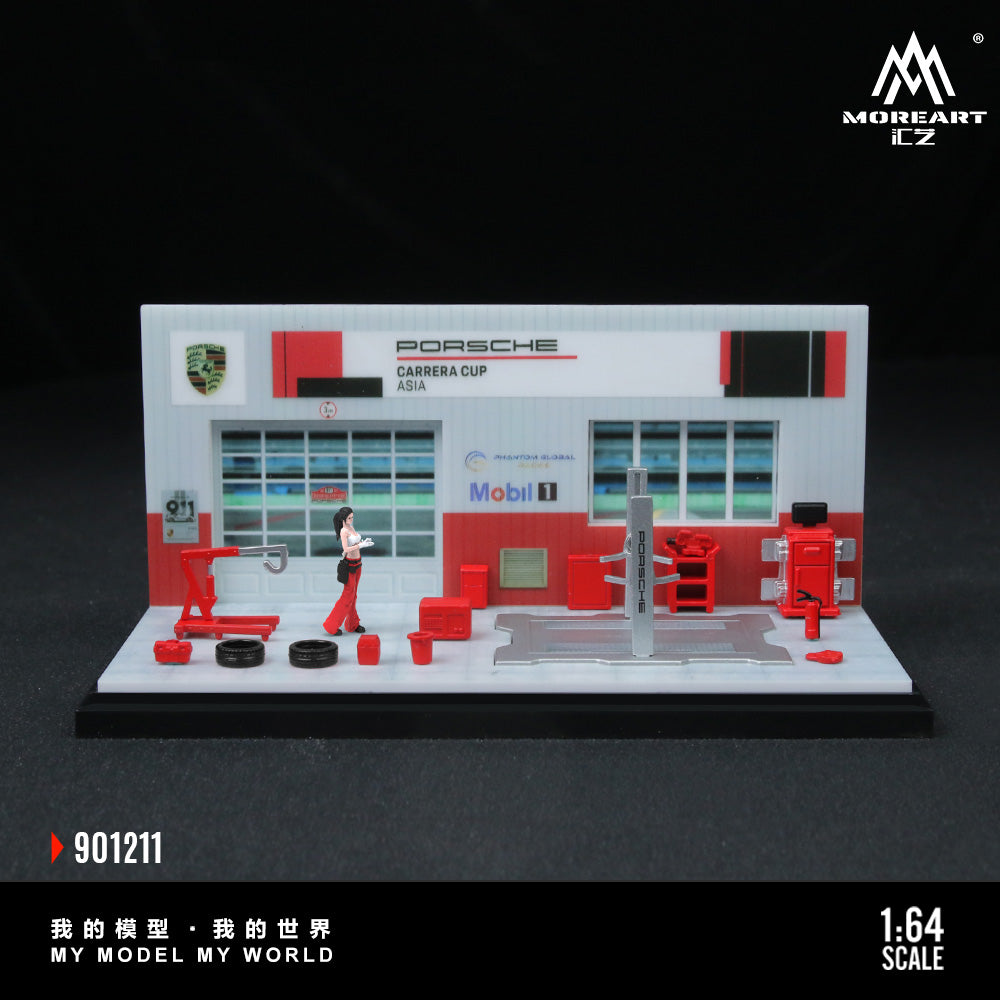 MoreArt 1:64 Porsche Repair Shop Diorama MO901211 (Preorder)