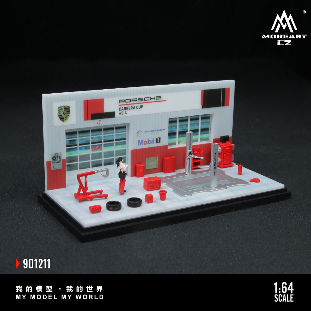 MoreArt 1:64 Porsche Repair Shop Diorama MO901211 (Preorder)