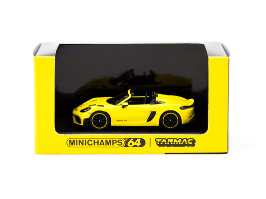 MINICHAMPS x Tarmac Works 1:64 Porsche 718 Spyder RS Racing Yellow T64MC-008-RY