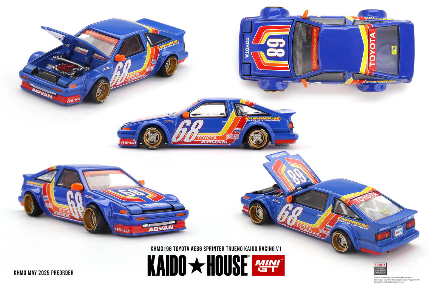 Kaido House + MINIGT Toyota AE86 Sprinter Trueno Kaido Racing V1 KHMG196-CH (Preorder)