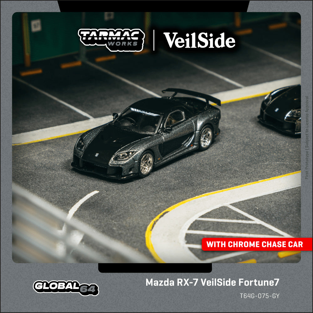 Tarmac Works 1:64 Mazda RX-7 VeilSide Fortune7 Grey metallic / Black T64G-075-GY (Preorder)