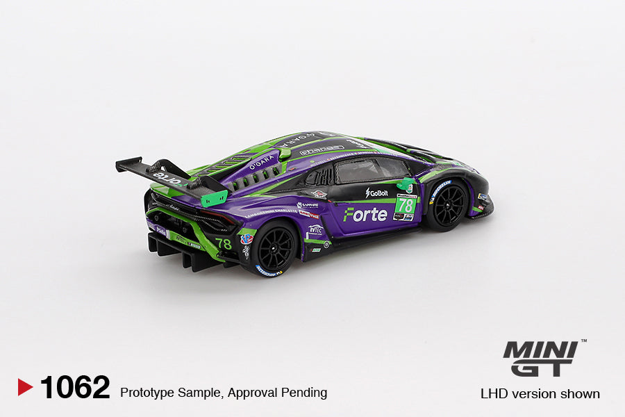 (Preorder) Mini GT 1:64 Lamborghini Huracán GT3 EVO2 #78 Forte Racing 2024 IMSA Daytona 24 Hrs MGT01062-BL