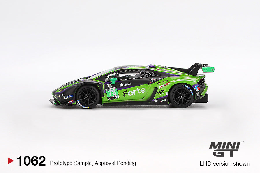 (Preorder) Mini GT 1:64 Lamborghini Huracán GT3 EVO2 #78 Forte Racing 2024 IMSA Daytona 24 Hrs MGT01062-BL