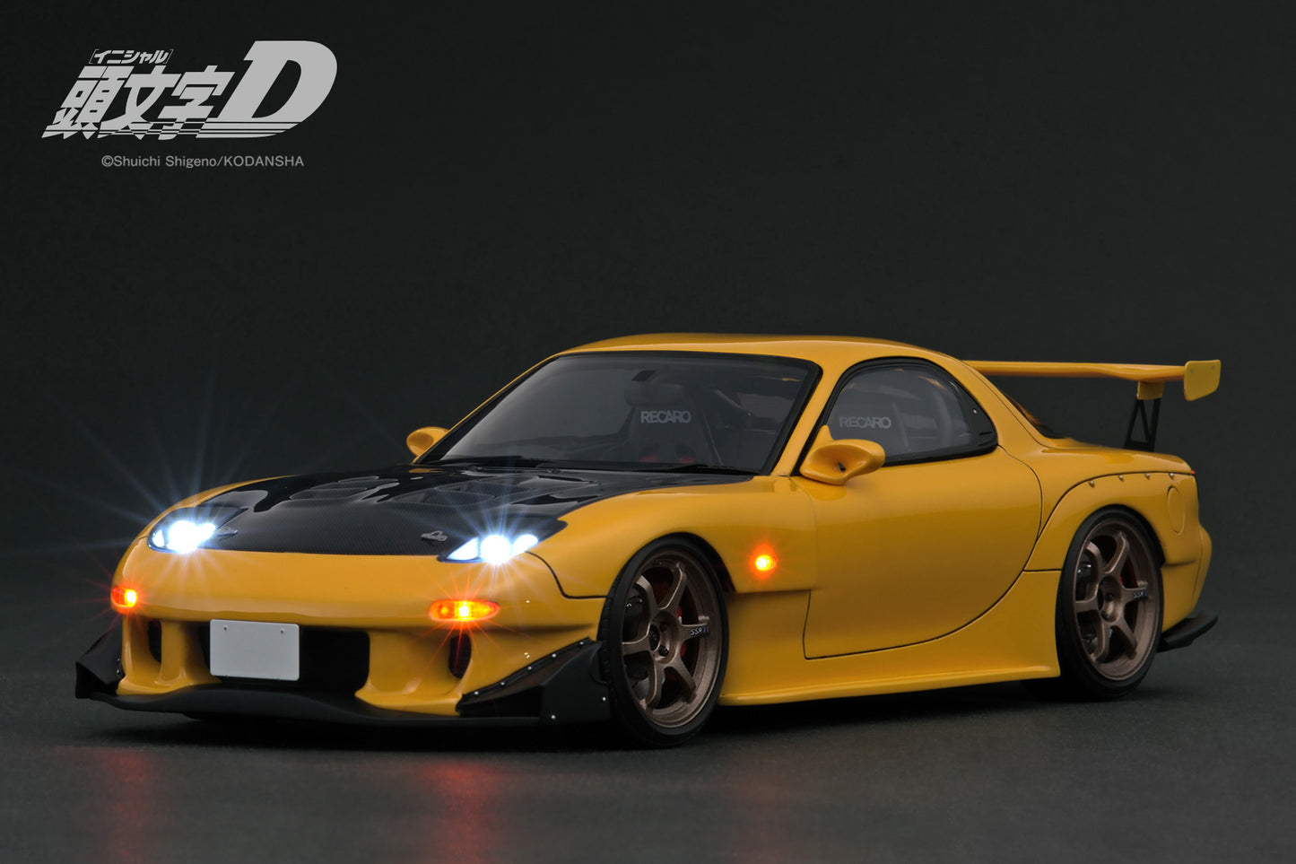 (Preorder) Ignition Model 1:18 INITIAL D Mazda RX-7 (FD3S) Yellow with LED light IG3801