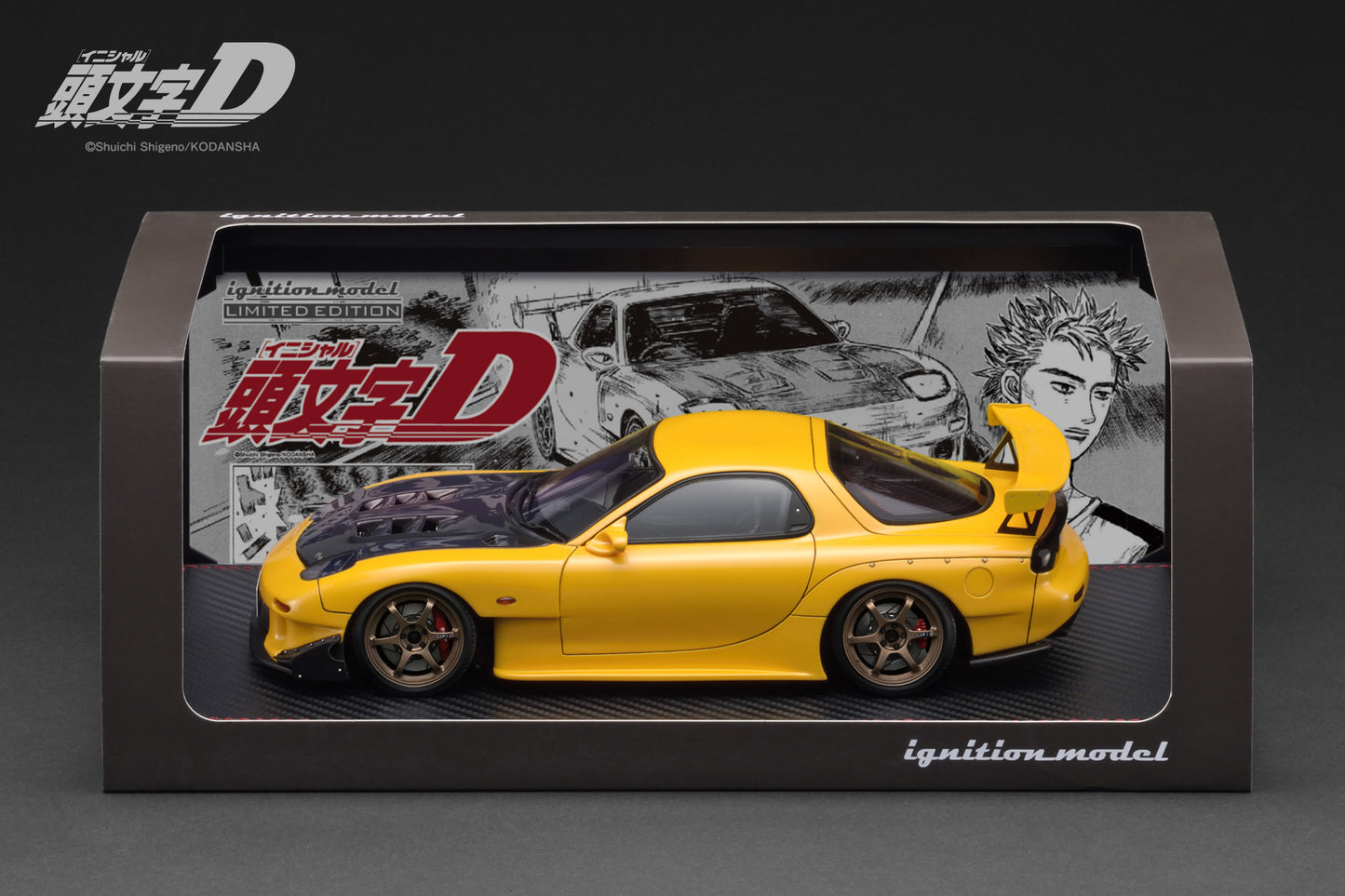 (Preorder) Ignition Model 1:18 INITIAL D Mazda RX-7 (FD3S) Yellow with LED light IG3801