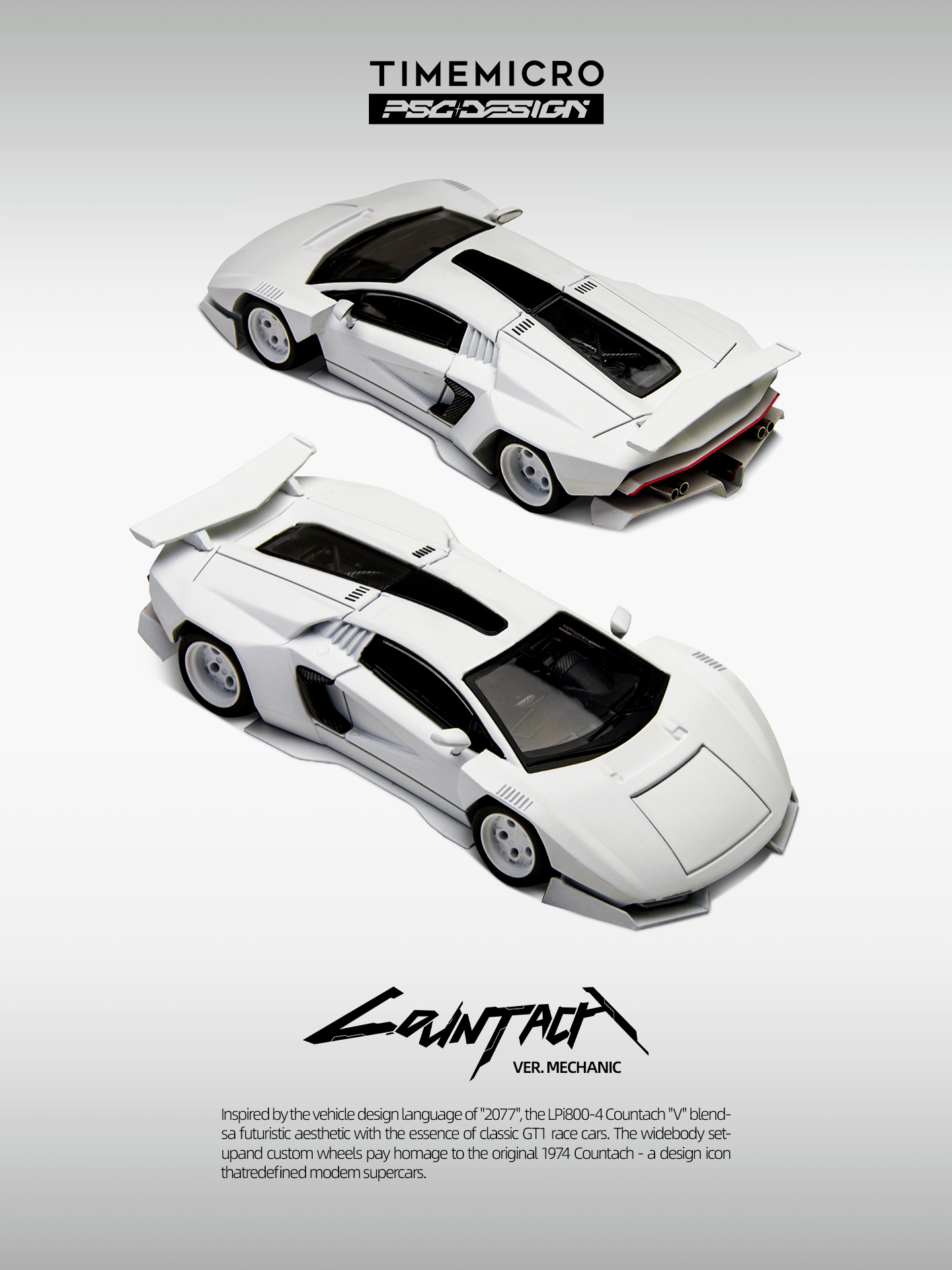 (Preorder) Time Micro × PSC DESIGN 1:64 Countach“V” Ver. Mechanic PSC Diecast Model TM647702