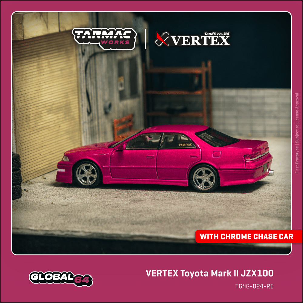 (Preorder) Tarmac Works 1:64 VERTEX Toyota Mark II JZX100 Red Metallic T64G-024-RE