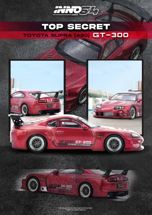 (Preorder) Inno64 1:64 TOYOTA SUPRA (A80) "TOP SECRET" Red IN64-A80TS-RED
