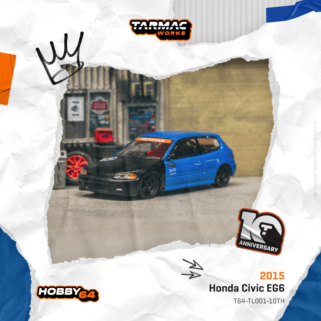 (Preorder) Tarmac Works 1:64 Honda Civic EG6 Tarmac Works 10th Anniversary T64-TL001-10TH