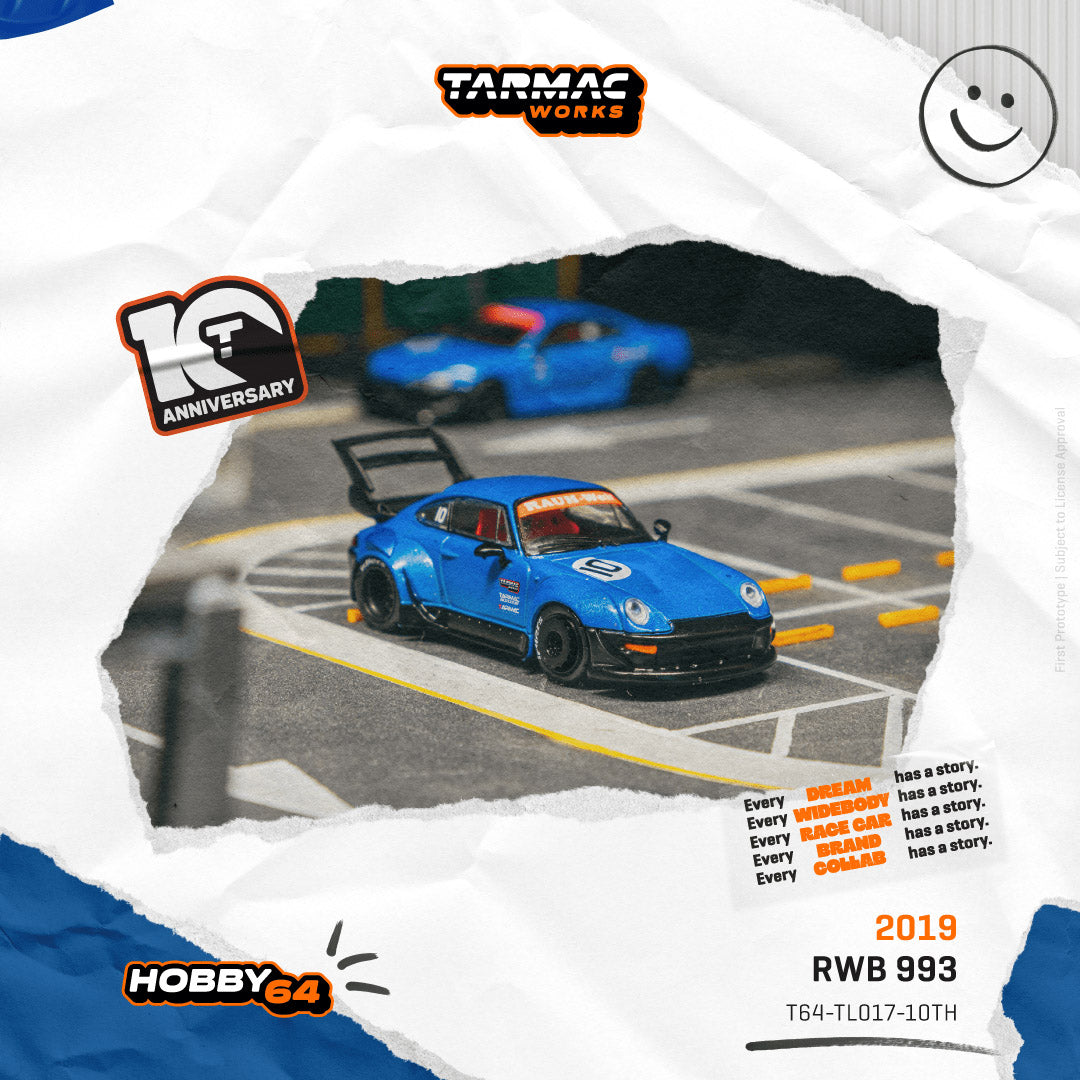 (Preorder) Tarmac Works 1:64 RWB 993 Tarmac Works 10th Anniversary T64-TL017-10TH