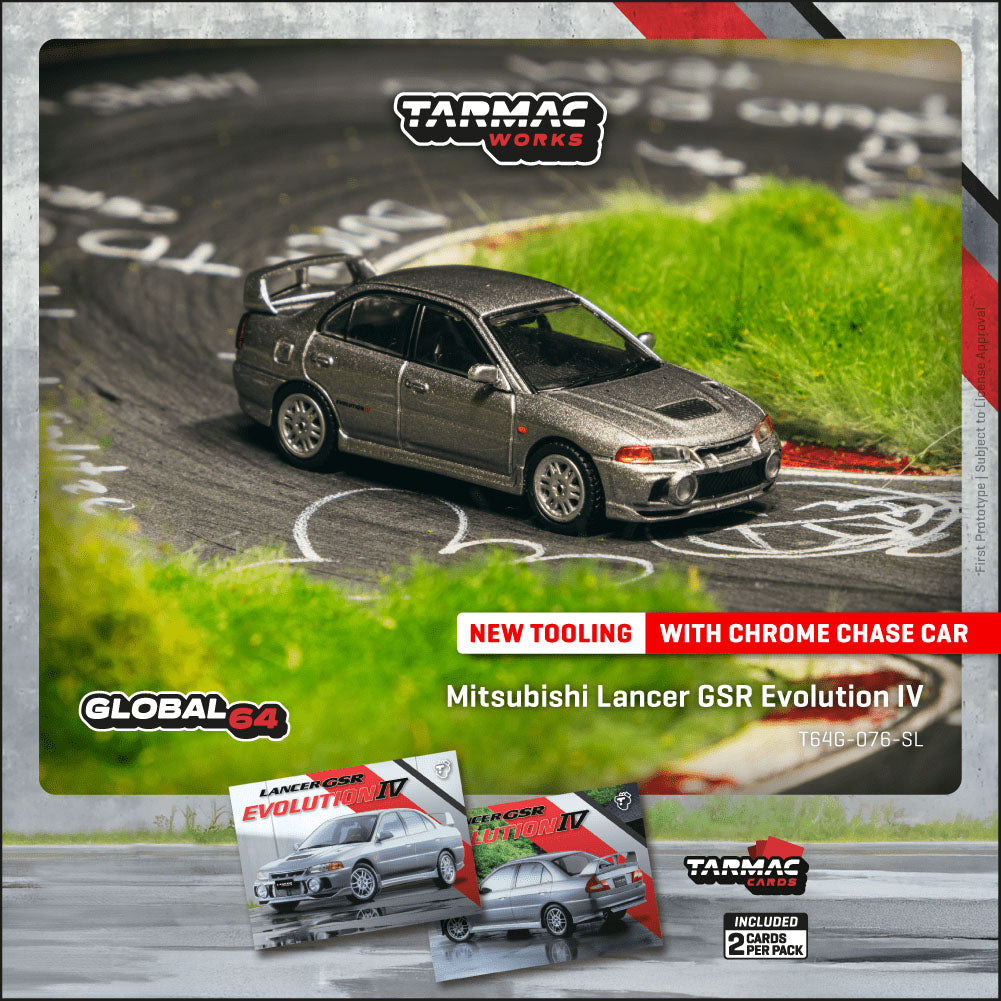 (Preorder) Tarmac Works 1:64 Mitsubishi Lancer GSR Evolution IV Silver T64G-076-SL
