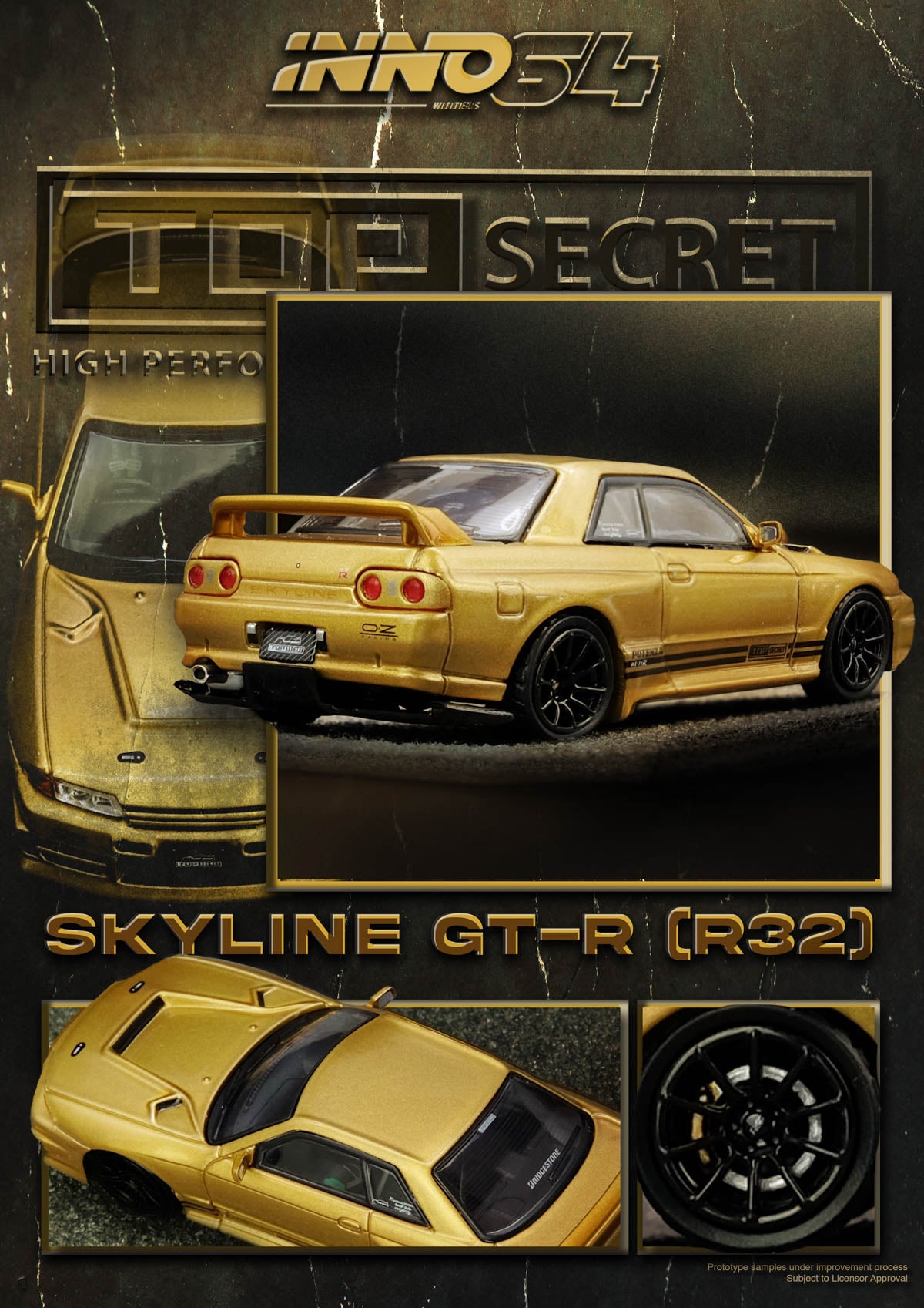 (Preorder) Inno64 1:64 TOP SECRET BNR32 GT-R (650R) Gold IN64-R32TS-650R