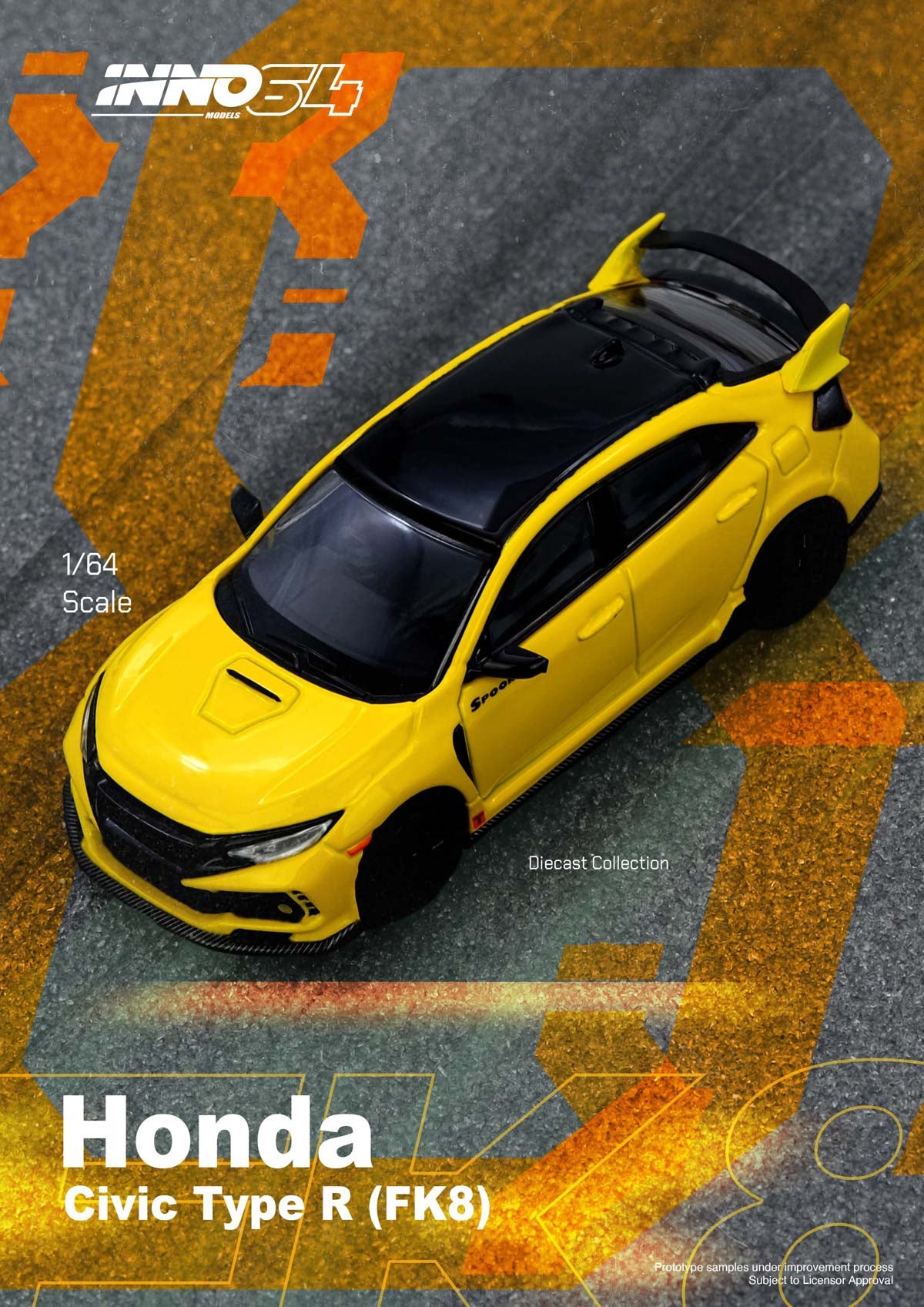 (Preorder) Inno64 1:64 HONDA CIVIC TYPE-R (FK8) Yellow IN64-FK8-YL