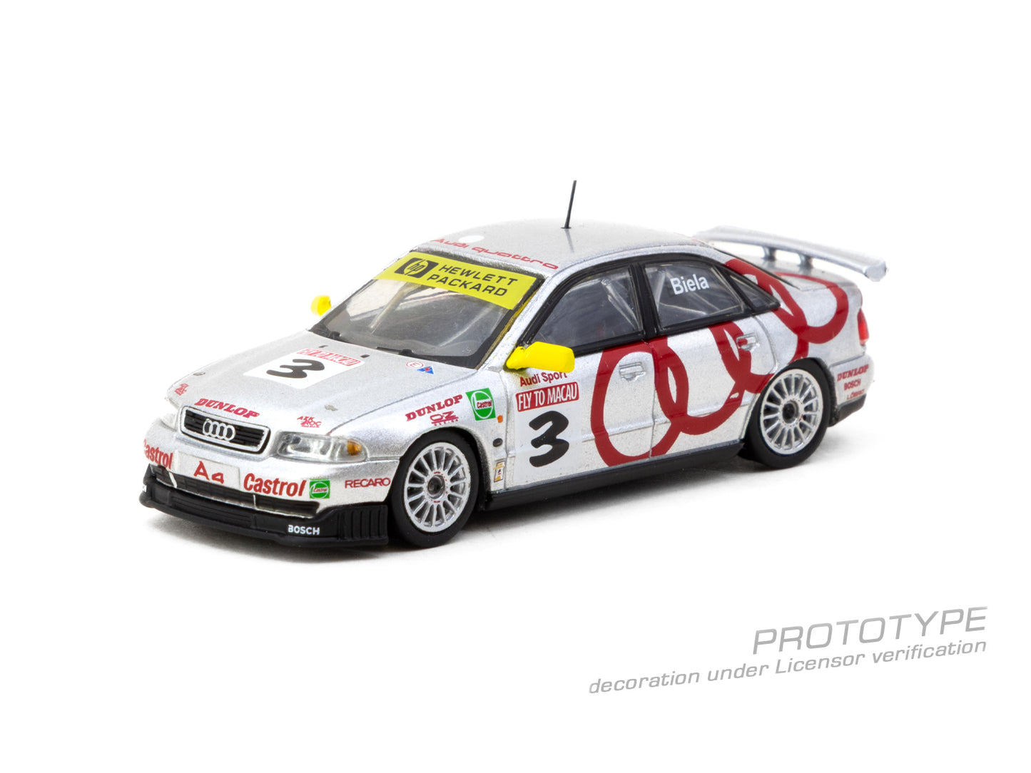 (Preorder) Tarmac Works 1:64 Audi A4 Quattro Macau Guia Race 1996 Winner Frank Biela T64-077-96MGP03
