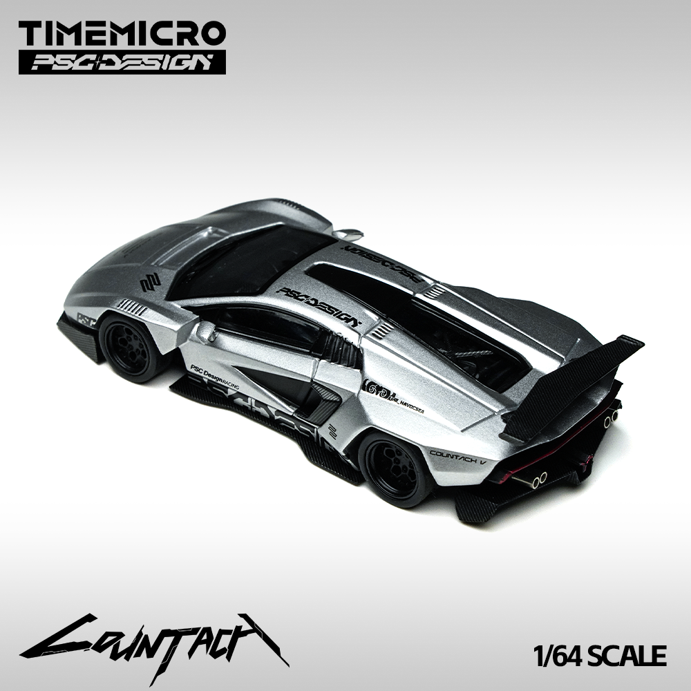 (Preorder) Time Micro x PSC DESIGN 1:64 Lamborghini Countach V Silver Bullet TM647704