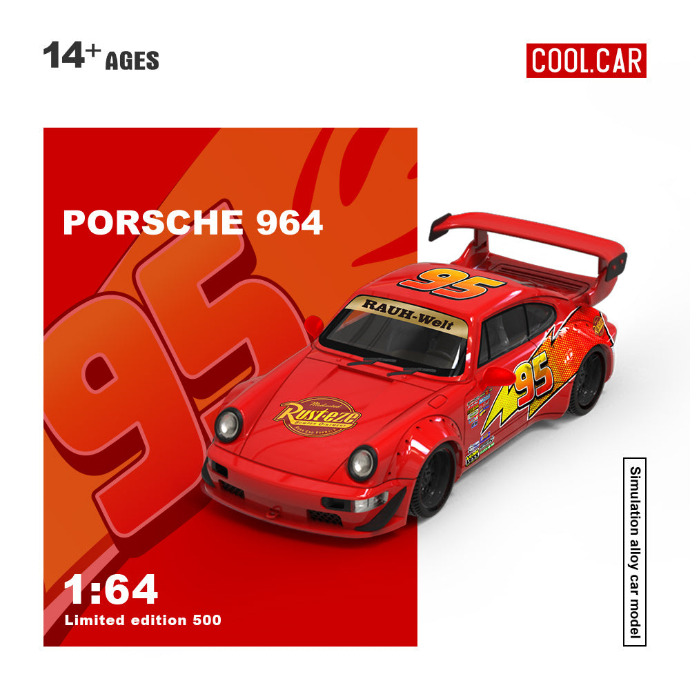 (Preorder) Cool Car 1:64 Porsche 964 Lightning McQueen Livery CC640883