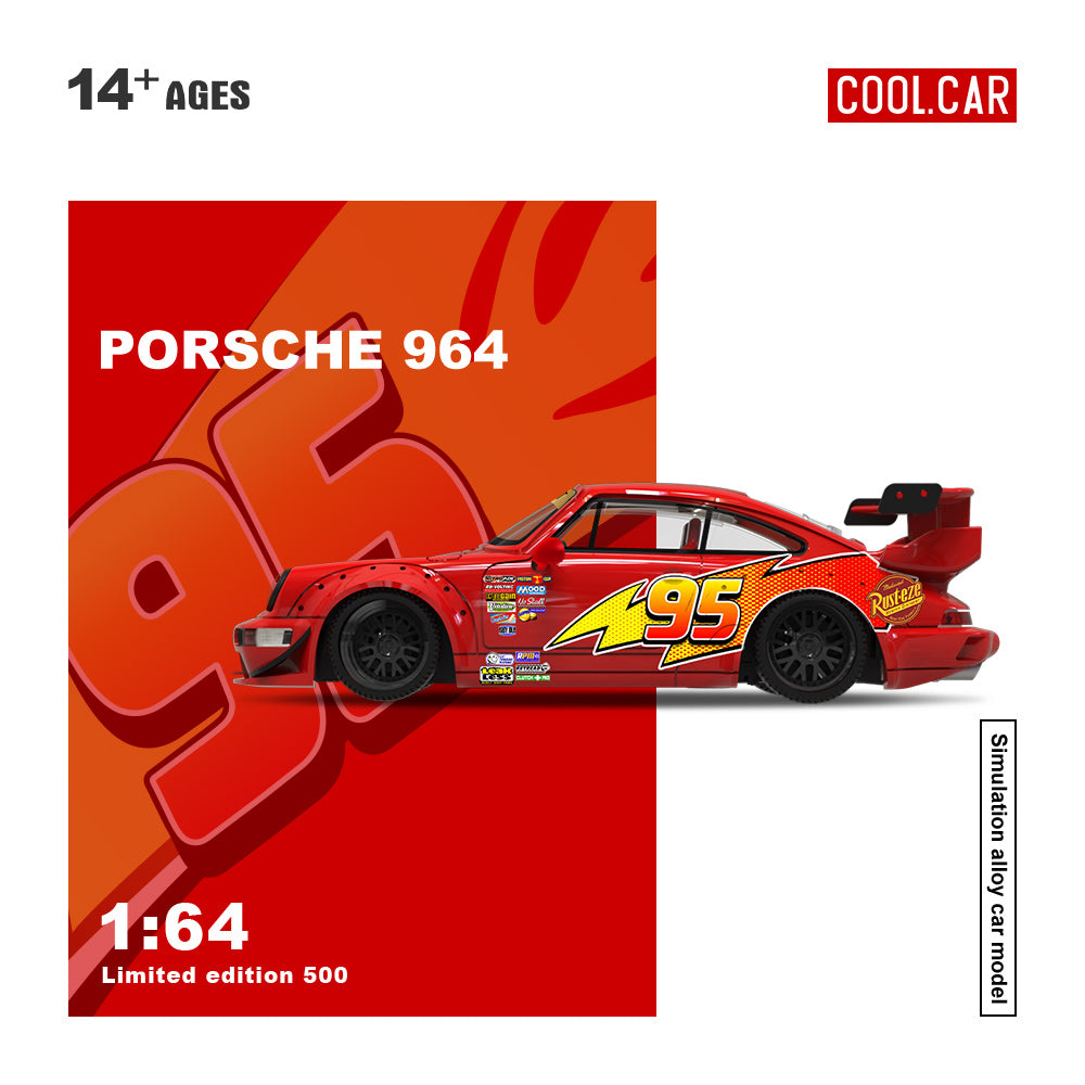 (Preorder) Cool Car 1:64 Porsche 964 Lightning McQueen Livery CC640883
