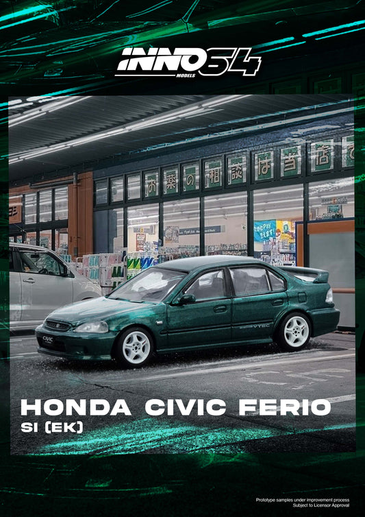 (Preorder) Inno64 1:64 HONDA CIVIC Ferio Si (EK) Green IN64-EKS-GREEN