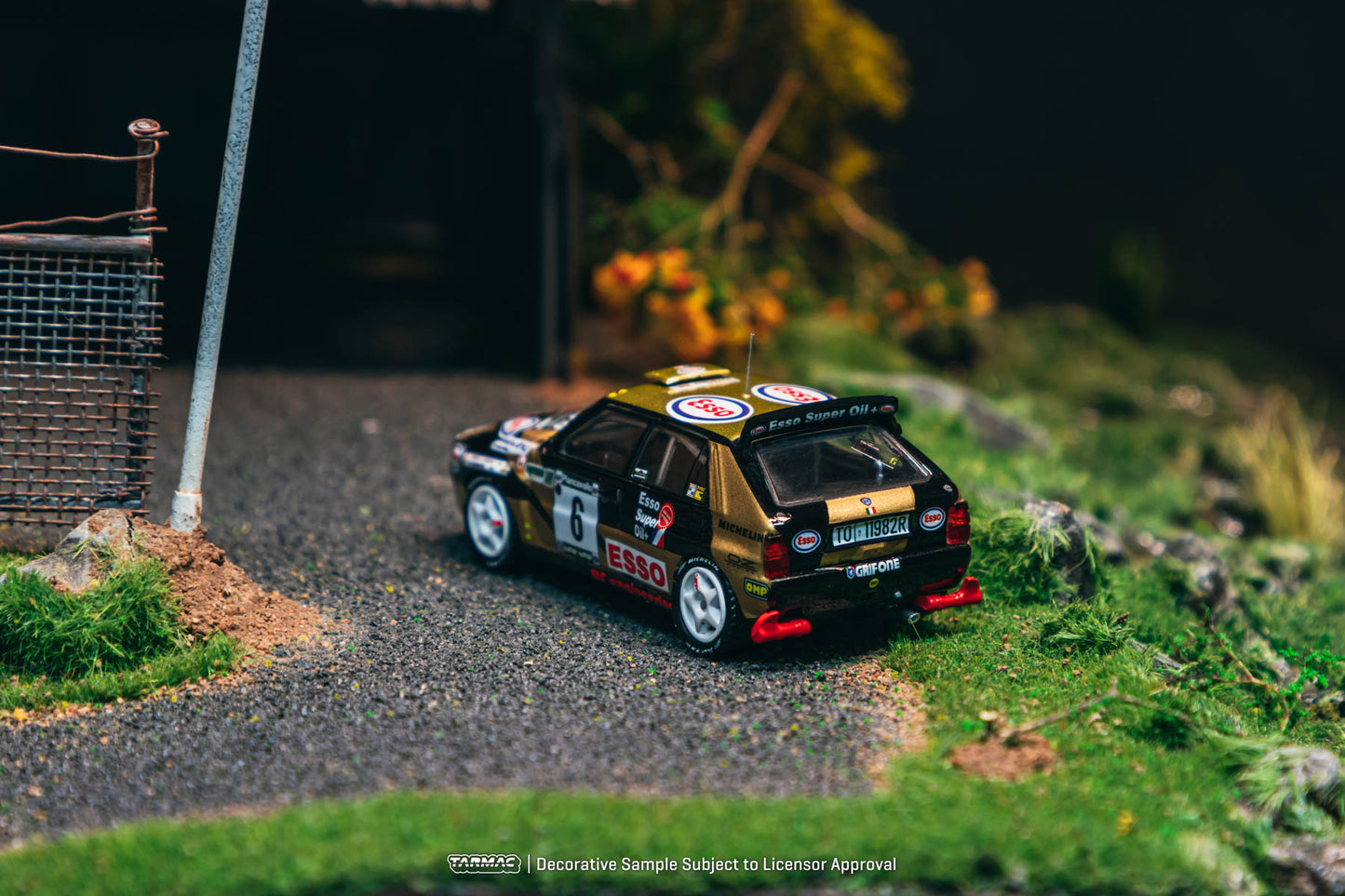Model car on a miniature road with a blurred background