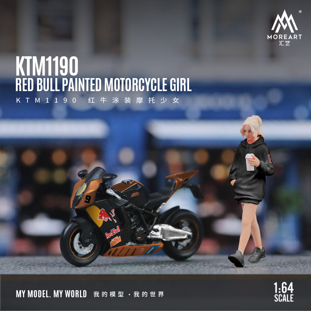MoreArt 1:64 Red Bull Painted Motorcycle Girl MO222119