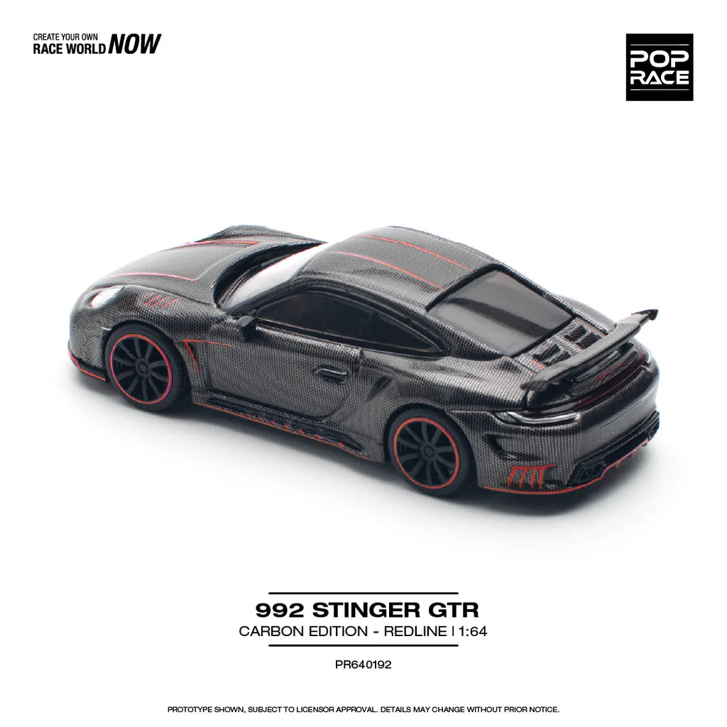 (Coming Soon) Pop Race 1:64 STINGER 992 CARBON EDITION (RED LINE) PR640192