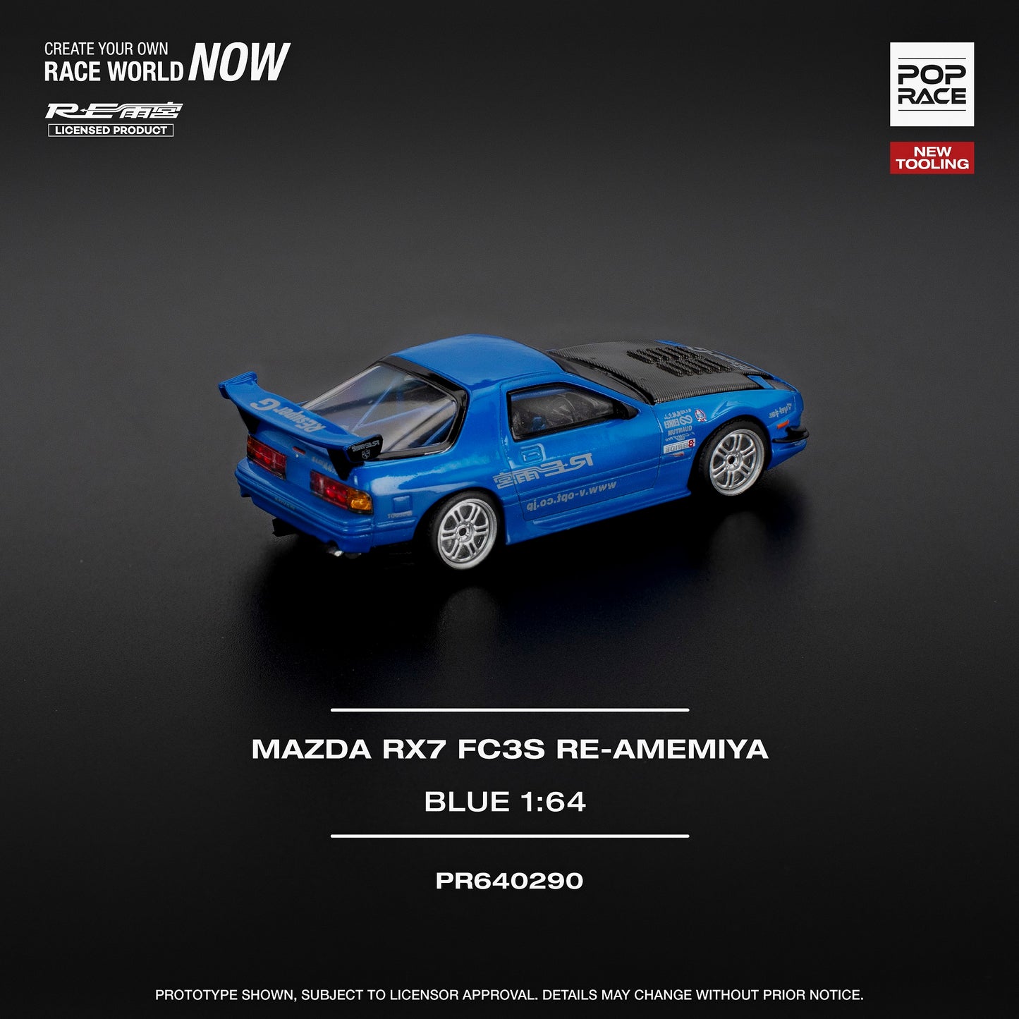 Pop Race 1:64 MAZDA RX7 (FC3S) RE-AMEMIYA - RE-AMEMIYA BLUE PR640290 (Preorder)