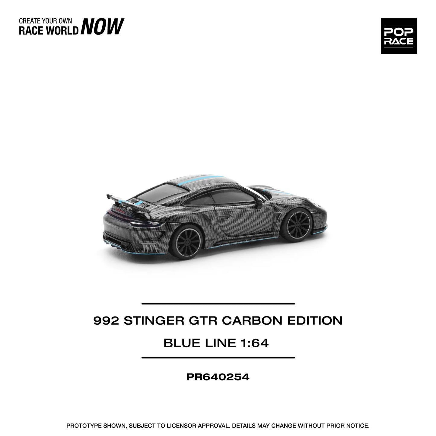 Pop Race 1:64 992 Stinger GTR Carbon Edition (Blue Line) PR640254 (Preorder)