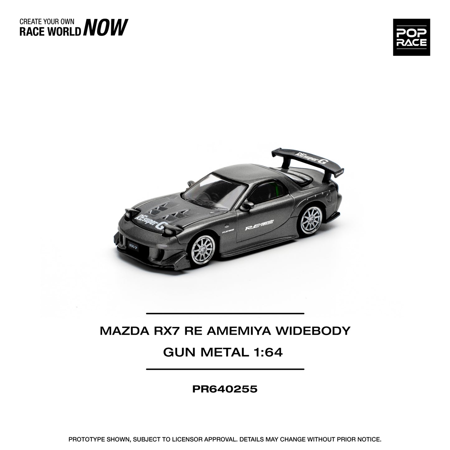 Pop Race 1:64 Mazda Rx7 Re-Amemiya Gun Metal PR640255