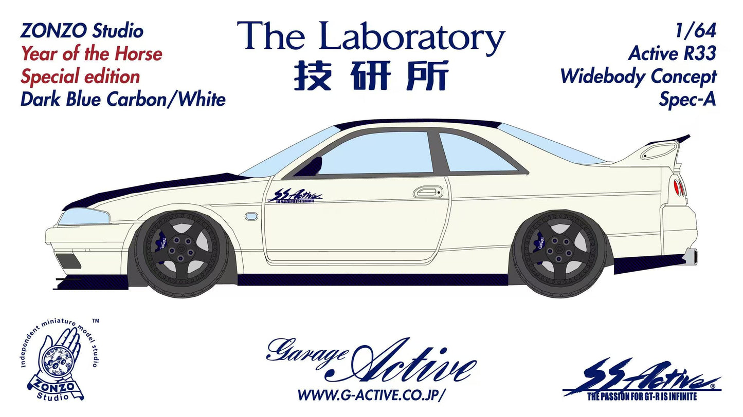 Model car kit packaging with 'The Laboratory' and 'Garage Active' branding.
