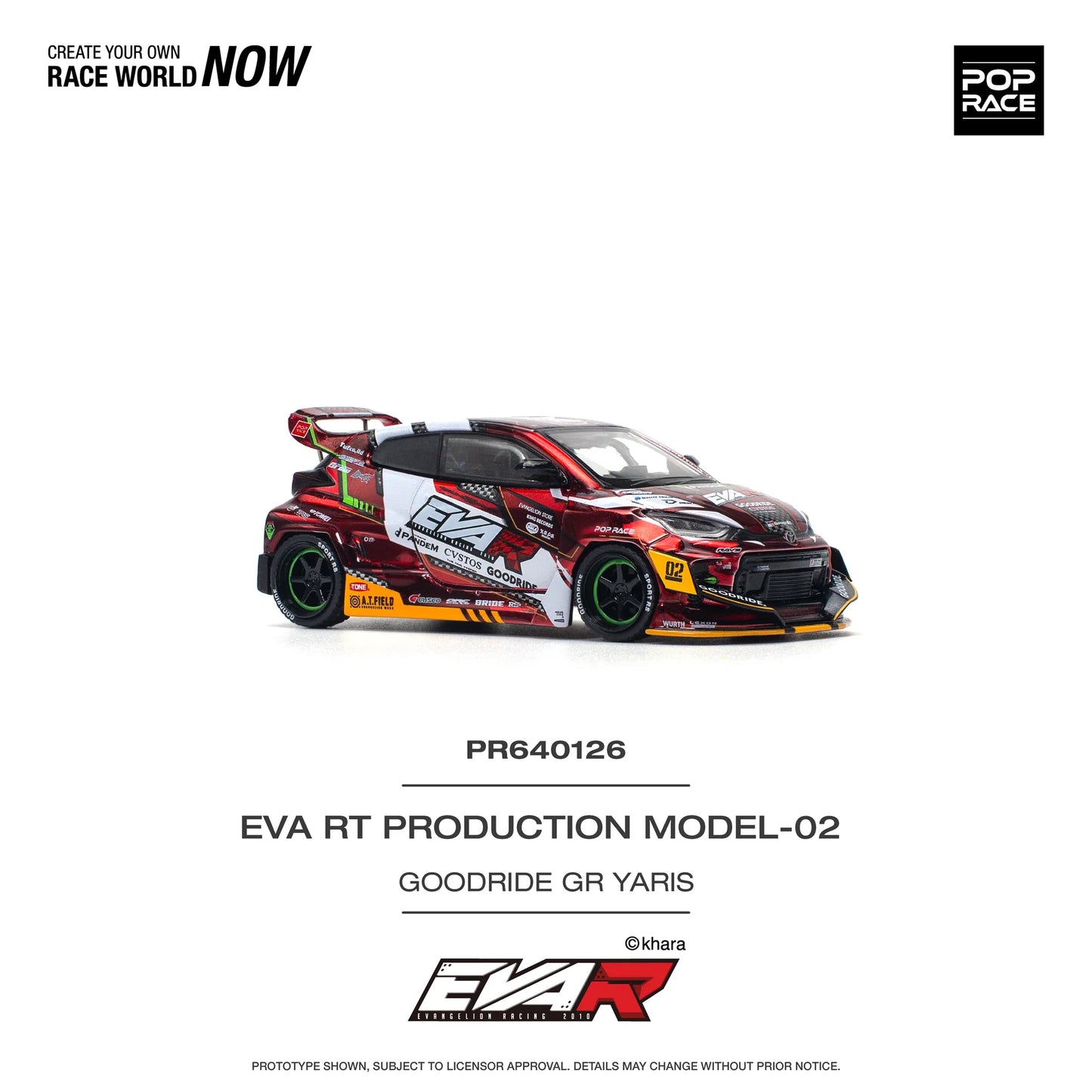 Pop Race 1:64 Toyota EVA RT Production Model-02 Goodride GR Yaris PR640126