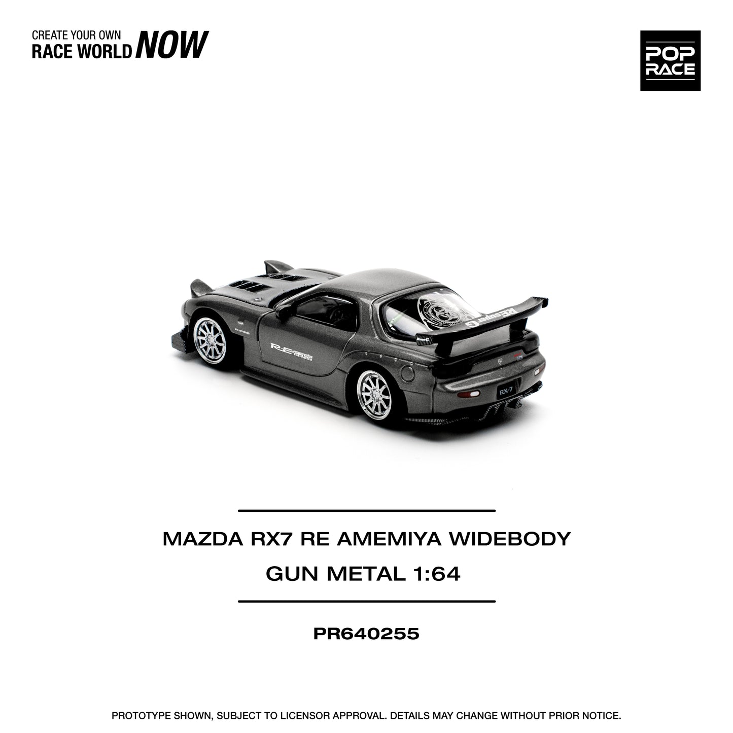 Pop Race 1:64 Mazda Rx7 Re-Amemiya Gun Metal PR640255