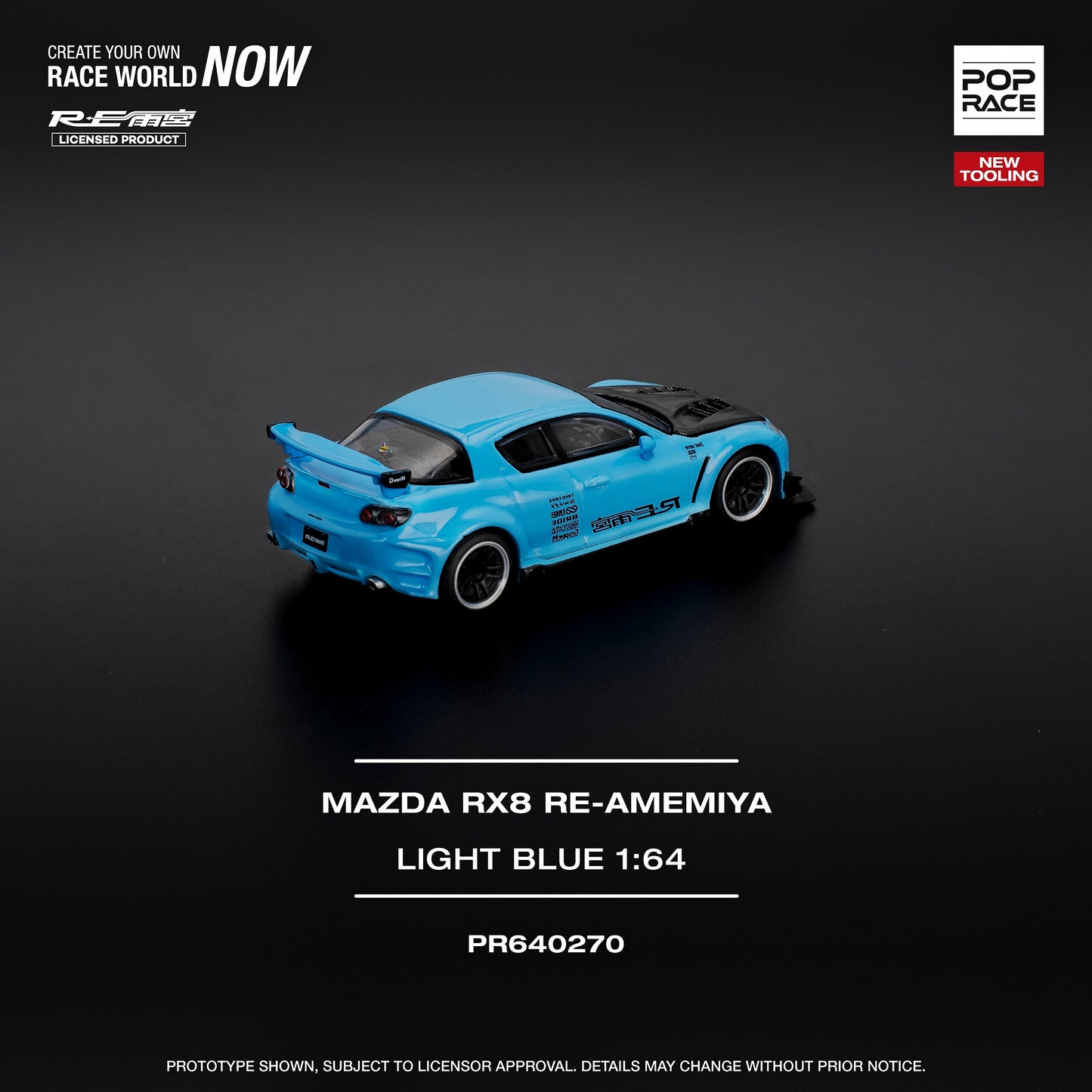 Pop Race 1:64 MAZDA RX-8 RE-AMEMIYA - LIGHT BLUE PR640270 (Preorder)