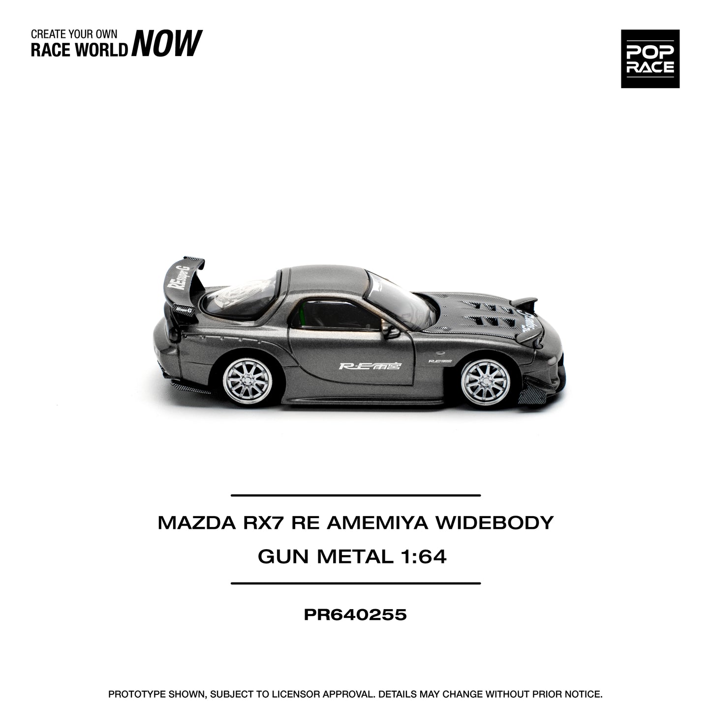 Pop Race 1:64 Mazda Rx7 Re-Amemiya Gun Metal PR640255