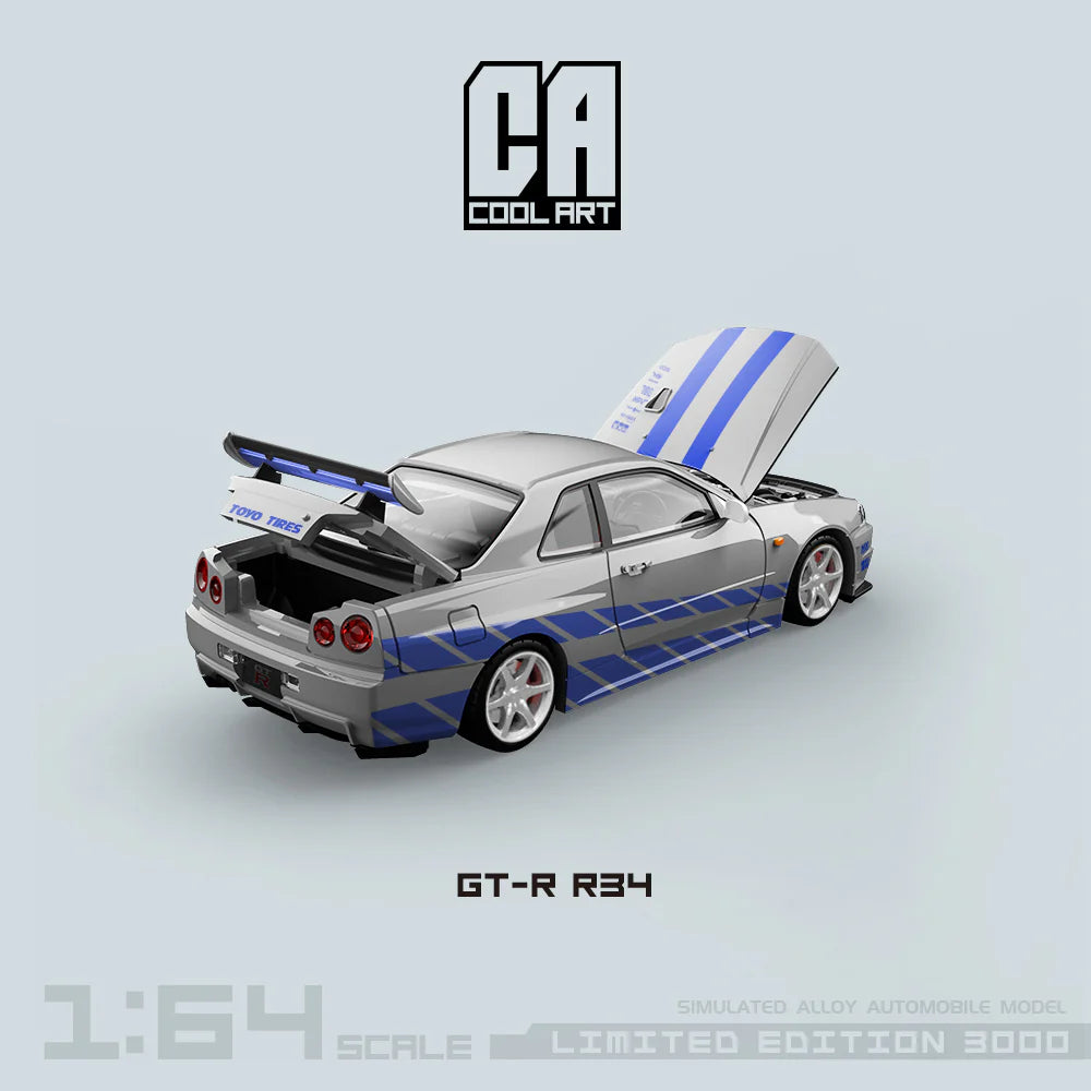 Cool Art 1:64 Nissan Skyline GT-R R34 Paul Silver Doll Version