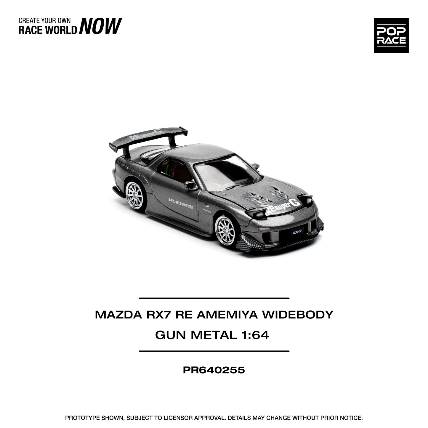 Pop Race 1:64 Mazda Rx7 Re-Amemiya Gun Metal PR640255