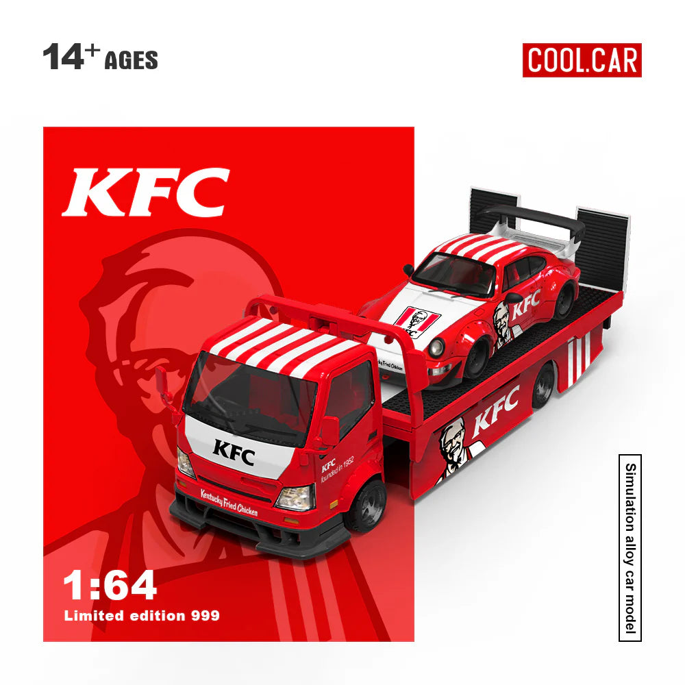 KFC toy truck with a car on a red background