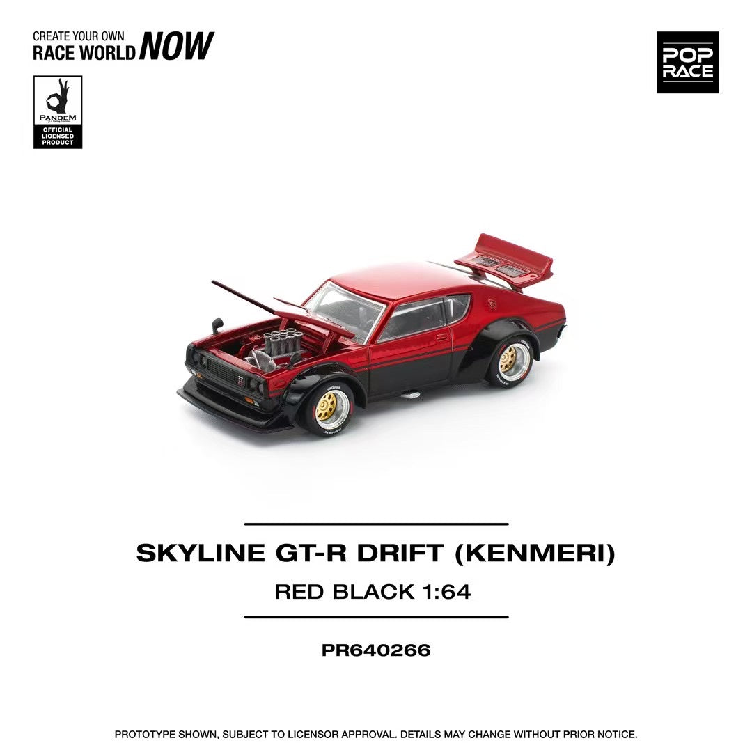 Pop Race 1:64 KPGC110 KENMERI - RED/BLACK PR640266 (Preorder)